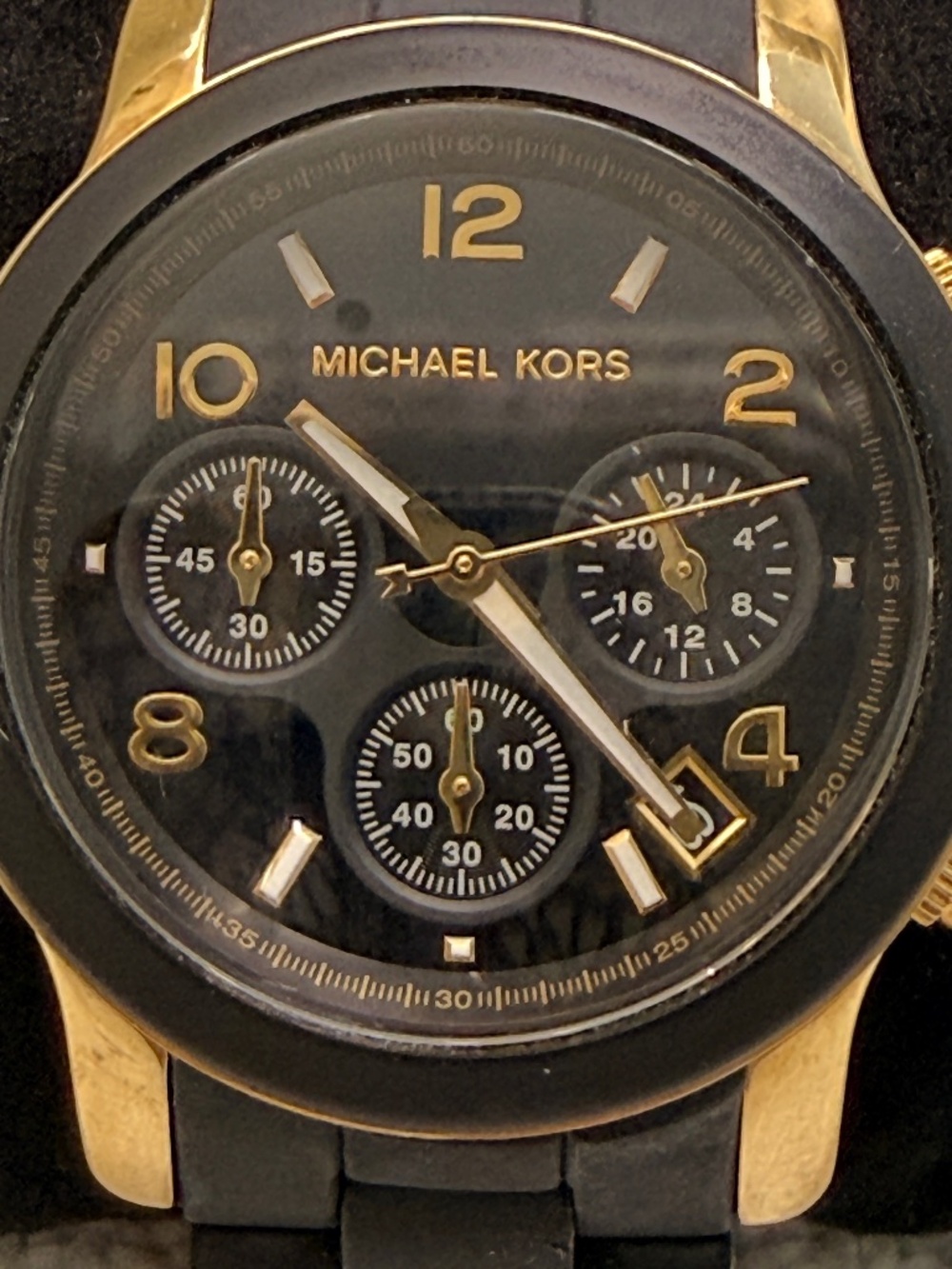 Michael Kors Black Rubber / Metal Link  Wrist Watch #2